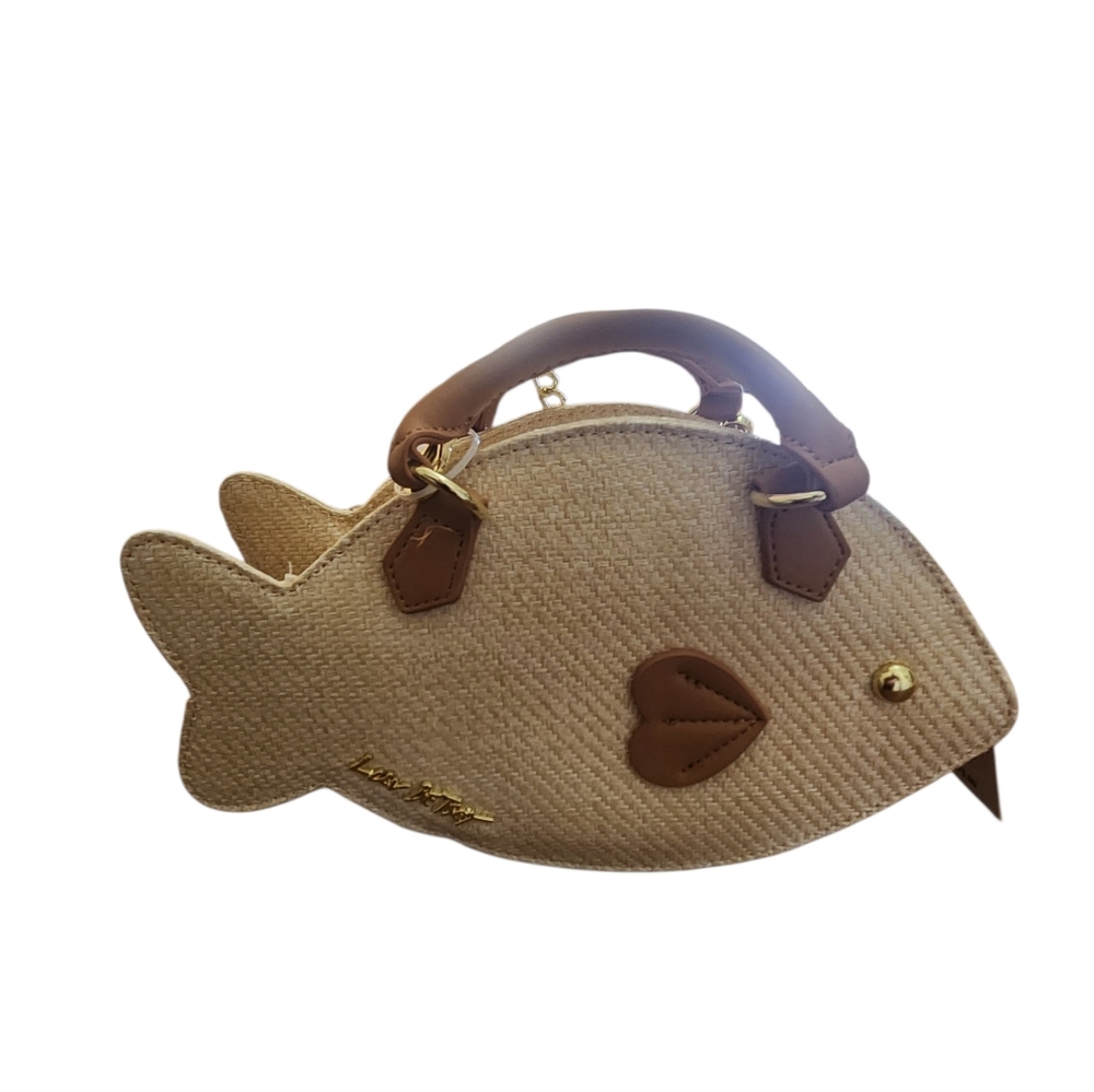 Betsey Johnson Fish-Shaped Straw Crossbody Bag in Natural Brown NWT - Picture 7 of 7